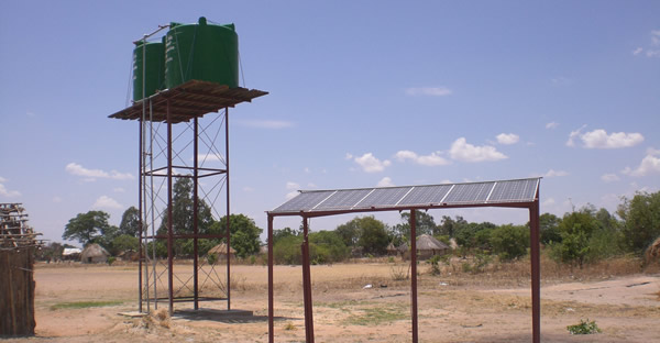 water tanks and solar panels